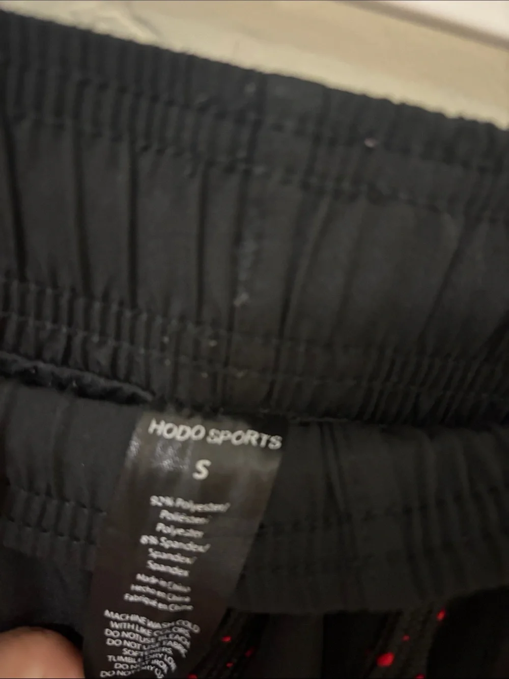 Hodo Sports Black Athletic Shorts with Red Accent